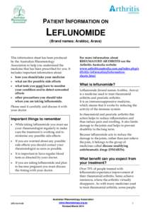 PATIENT INFORMATION ON  LEFLUNOMIDE (Brand names: Arabloc, Arava)  This information sheet has been produced