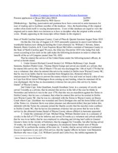 Southern Campaign American Revolution Pension Statements Pension application of Bryan McCullen S9018 fn29NC Transcribed by Will Graves[removed]Methodology: Spelling, punctuation and grammar have been corrected in some in