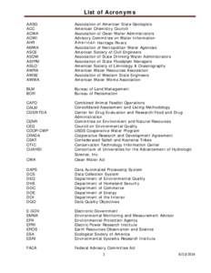 List of Acronyms AASG ACC ACWA ACWI AHR