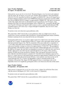 Space Weather Highlights 26 August - 01 September 2013 SWPC PRF[removed]September 2013