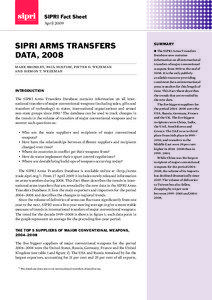 SIPRI arms transfers data, 2008