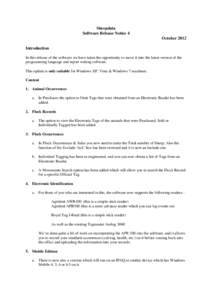 Sheepdata Software Release Notice 4 October 2012 Introduction In this release of the software we have taken the opportunity to move it into the latest version of the programming language and report writing software.