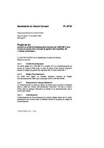 Secrétariat du Grand Conseil  PL 9734 Projet présenté par le Conseil d’Etat Date de dépôt: 25 novembre 2005