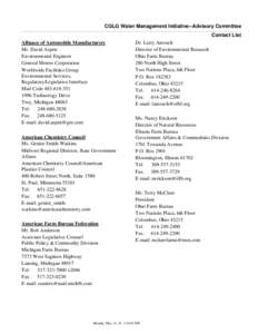 WMI--Advisory Committee Contact List