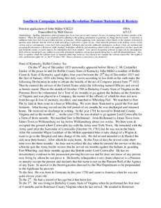 Southern Campaign American Revolution Pension Statements & Rosters Pension application of John Miller S38223 Transcribed by Will Graves f9VA[removed]