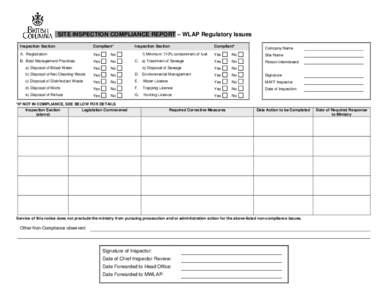 Site Inspection Compliance Report (WLAP)
