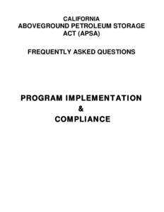 Frequently Asked Questions Program Implementation & Compliance