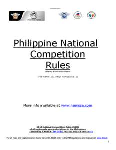*AFFILIATED WITH*  Philippine National Competition Rules covering all motorcycle sports