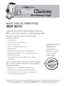 EatRight Ontario  FoodChoices When Money is Tight  MEAT AND ALTERNATIVES