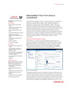 ORACLE DATA SHEET  MANAGEMENT PACK FOR ORACLE COHERENCE MANAGEMENT PACK FOR ORACLE COHERENCE