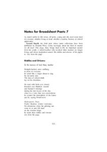 Notes for Broadsheet Poets 7 As stated earlier in this series, all poets, young and old, need some kind of a mentor, whether living or dead, whether a teacher, listener, or critical appreciator. Gerard Smyth, the Irish p