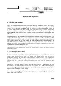 Women and Migration 1. The Principal Statistics Out of 191 million international migrants registered in 2005, 94.5 million were women, that is nearly 