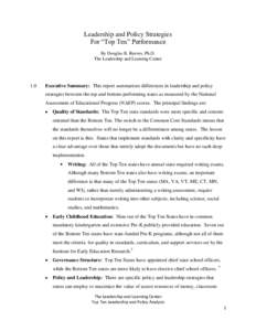 Leadership and Policy Strategies For ―Top Ten‖ Performance By Douglas B. Reeves, Ph.D. The Leadership and Learning Center  1.0