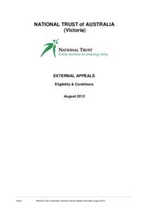 NATIONAL TRUST of AUSTRALIA (Victoria) EXTERNAL APPEALS Eligibility & Conditions