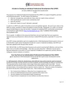 A Guide to Creating an Individual Professional Development Plan (IPDP) for early childhood and afterschool professionals[removed]The purpose of an Individual Professional Development Plan (IPDP) is to support thoughtful, 