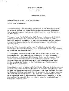 Memorandum; The President to H. R. Haldeman, December 21, 1970