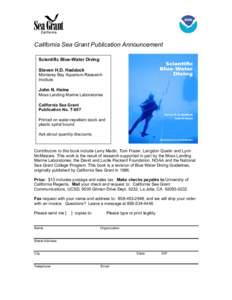 California Sea Grant Publication Announcement Scientific Blue-Water Diving Steven H.D. Haddock Monterey Bay Aquarium Research Institute