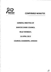 Bf$9 CONFIRMED MINUTES  GENERAL MEETING OF BARCOO SHIRE COUNCIL  HELD MONDAY,