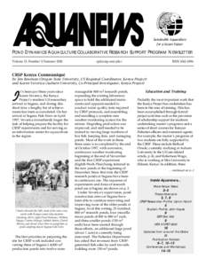 Sustainable Aquaculture for a Secure Future POND DYNAMICS/AQUACULTURE COLLABORATIVE RESEARCH SUPPORT PROGRAM NEWSLETTER Volume 15, Number 3/Summer 2000