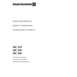 PRODUKTINFORMATION PRODUCT INFORMATION INFORMATIONS DE PRODUIT MC 910 MC 930