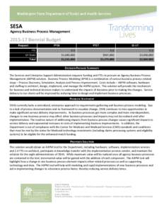 SESA Agency Business Process Management[removed]Biennial Budget Request