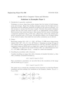 FOURTH YEAR  Engineering Tripos Part IIB Module 4F12: Computer Vision and Robotics Solutions to Examples Paper 1