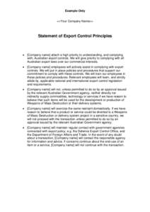 Example Only  <<Your Company Name>> Statement of Export Control Principles