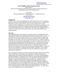 Status and critical habitat of threatened, special concern, and rare fish species in nonwadeable portions of the Minnesota River