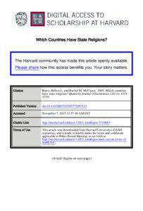 Which Countries Have State Religions?  The Harvard community has made this article openly available.