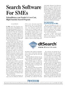 Search Software For SMEs FultonHistory.com Needed A Low-Cost, High-Function Search Program by Sue Hildreth •