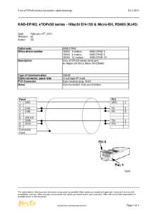 Exor eTOPx00 series connection cable drawingsKAB-EPHI2, eTOPx00 series - Hitachi EH-150 & Micro-EH, RS485 (RJ45) th