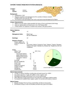 OXFORD TOBACO RESEARCH STATION (NCDA&CS) Location City: County:  Oxford