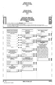 OFFICIAL BALLOT GENERAL ELECTION ANY COUNTY, FLORIDA DATE STUB NO. 1
