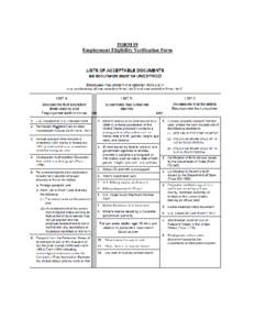 FORM I9 Employment Eligibility Verification Form 