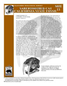 CALIFORNIA GEOLOGICAL SURVEY  NOTE 13  SABERTOOTHED CAT