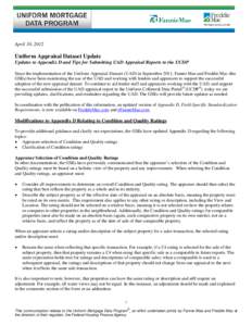 Uniform Appraisal Dataset (UAD) Update April 2012