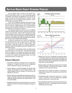 San Luis Obispo County Economic Forecast San Luis Obispo County is located on the central coast, north of Santa Barbara County. It is one of the principal regions for California’s wine industry. The population in 2011 