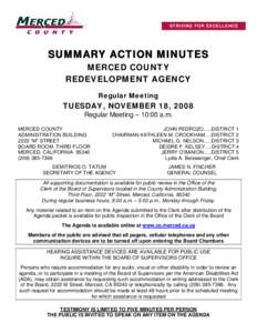 Sure  S T R I V IN G F O R E XC EL L EN C E SUMMARY ACTION MINUTES MERCED COUNTY