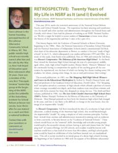 RETROSPECTIVE: Twenty Years of My Life in NSRF as It (and I) Evolved By Dave Lehman, NSRF National Facilitator, and Former Interim Director of the NSRF, [removed]  Dave Lehman is the