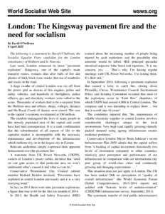 World Socialist Web Site  wsws.org London: The Kingsway pavement fire and the need for socialism