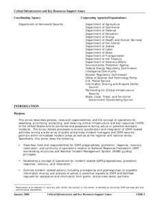 National security / National Infrastructure Protection Plan / National Response Framework / CIKR / Critical infrastructure protection / National Incident Management System / Homeland Security Act / National Communications System / Business continuity / United States Department of Homeland Security / Emergency management / Public safety