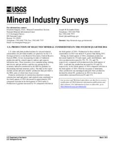 U.S. Production of Selected Mineral Commodities in the Fourth Quarter 2014