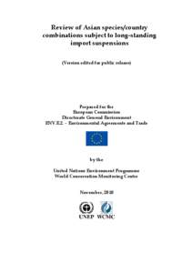 Review of Asian species/country combinations subject to long-standing import suspensions (Version edited for public release)  SRG 54