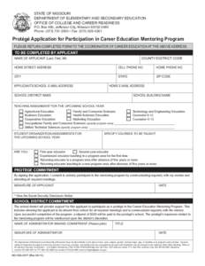 Career Education Protege Application