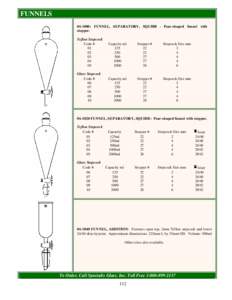 FUNNELS[removed]: FUNNEL, SEPARATORY, SQUIBB - Pear-shaped funnel with stopper. Teflon Stopcock Code # 01