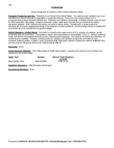 136  RUBIDIUM (Data in kilograms of rubidium content unless otherwise noted) Domestic Production and Use: Rubidium is not mined in the United States. On a global scale, rubidium may occur with lithium or cesium minerals 