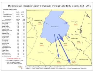 Distribution of Frederick County Commuters Working Outside the County[removed]Frederick County Workers Other Counties**  Com m uters To