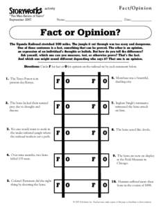 Fact/Opinion  activity “The Man-Eaters of Tsavo” September 2007