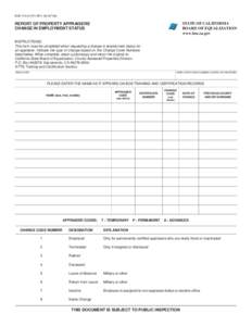 BOE-743-A (P1) REV[removed]REPORT OF PROPERTY APPRAISERS’ CHANGE IN EMPLOYMENT STATUS  STATE OF CALIFORNIA