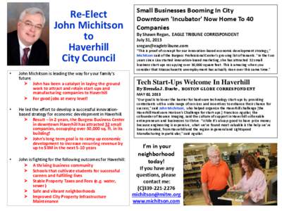 Re-Elect John Michitson to Haverhill City Council •